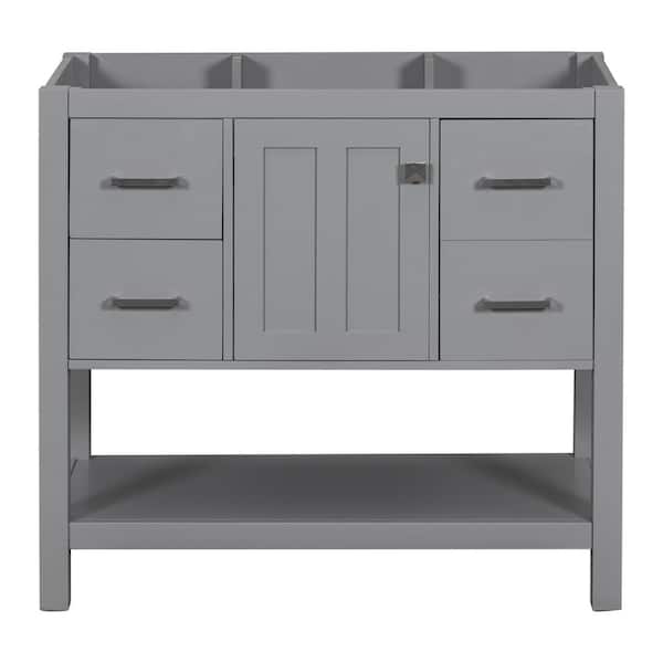Aoibox 35.4 in. W x 17.8 in. D x 33 in. H Modern Bath Vanity Cabinet without Top in Gray