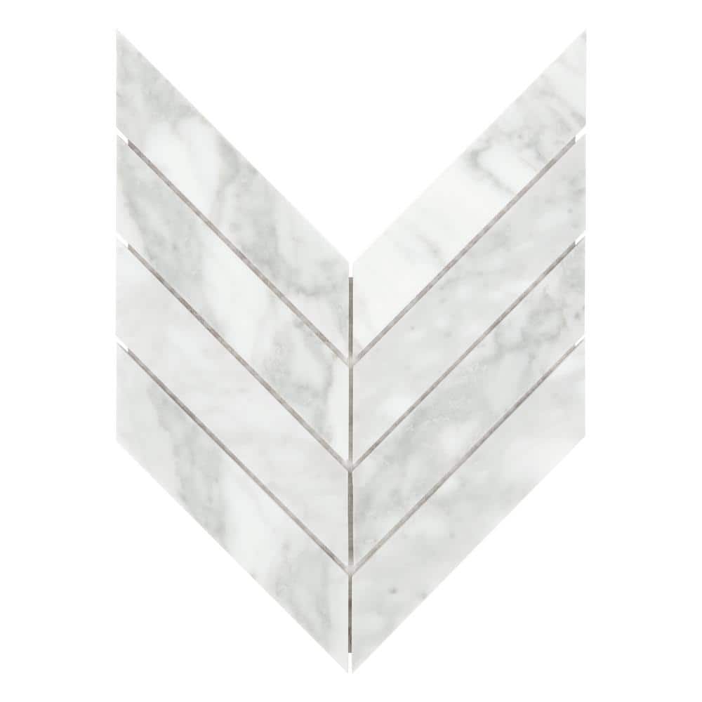 Chevron Mosaic Backsplash 8.7x7.7In. Honed White Carrara Marble Herringbone Floor and Wall Tile (4.6 Sq. Ft./Box) price history on PriceWatchPro