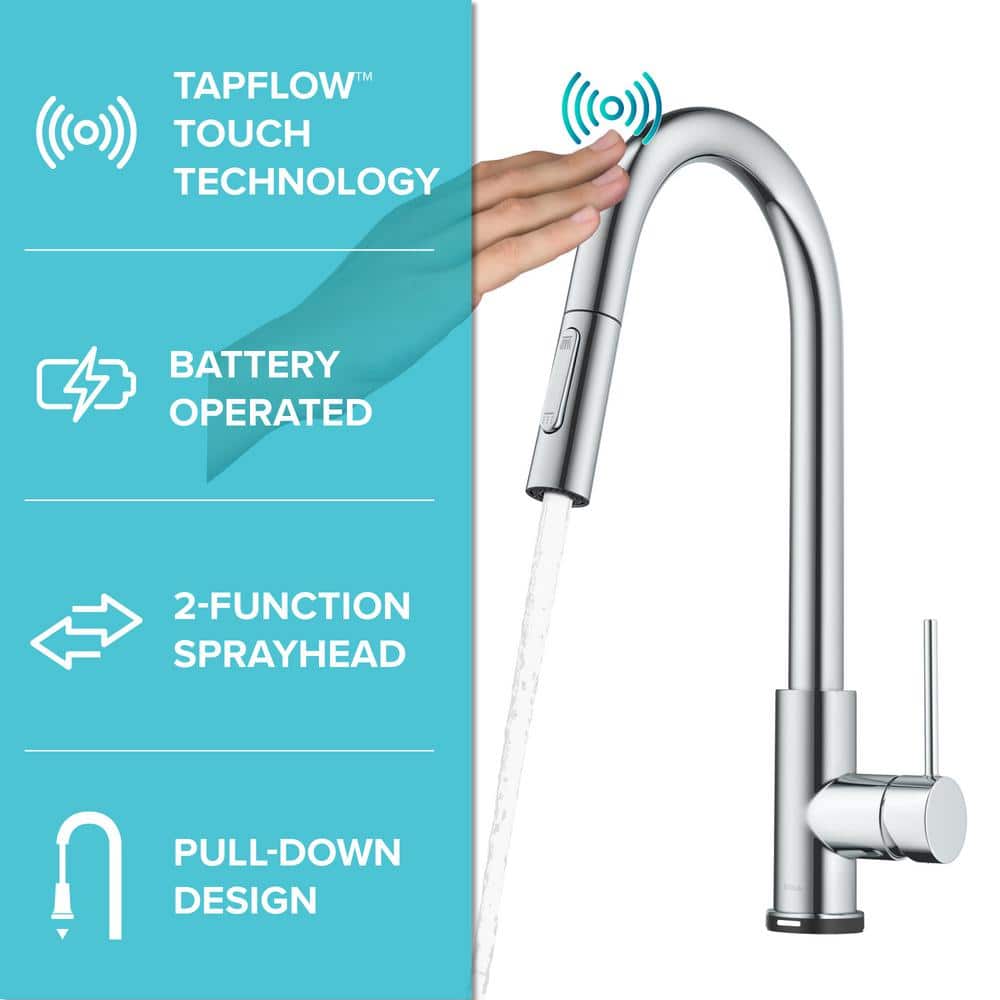 Chrome Touch-Control Single-Handle Pull-Down Kitchen Faucet
