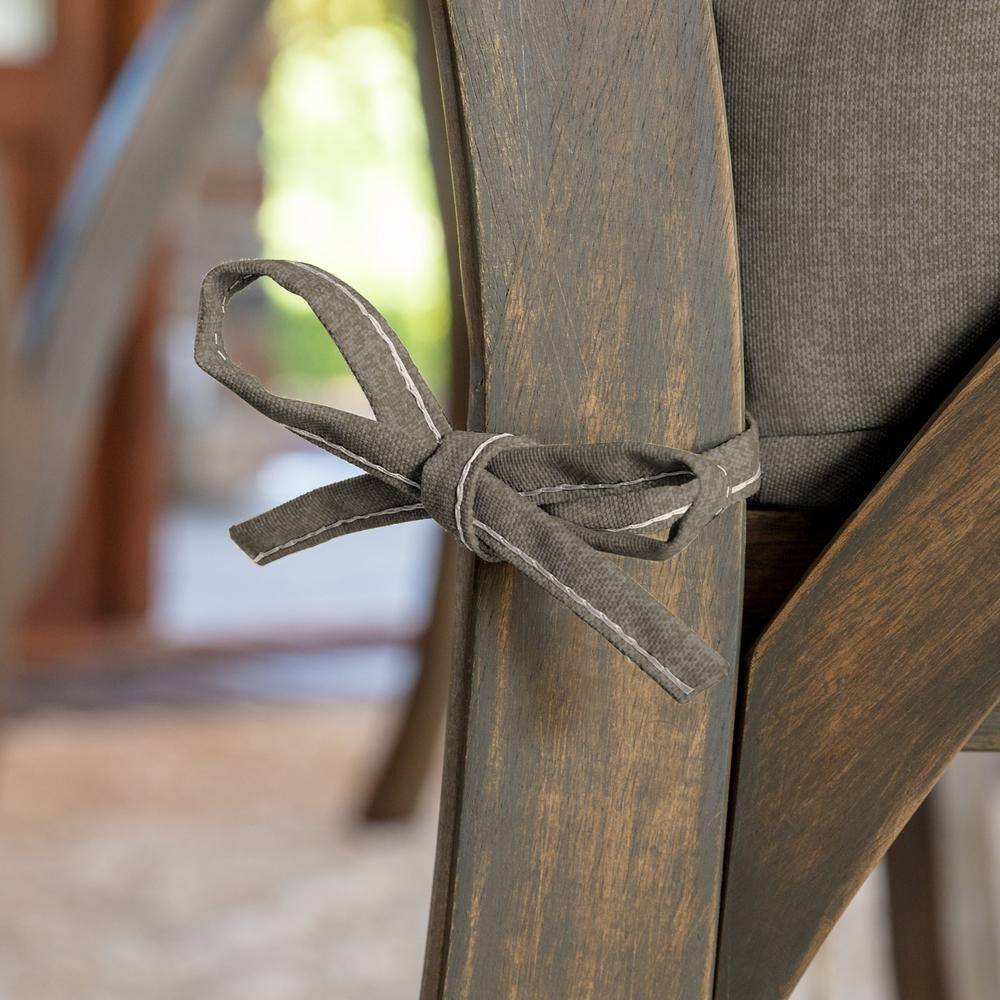 Brown Polyester Outdoor Seat Cushion with Ties, 17 x 17