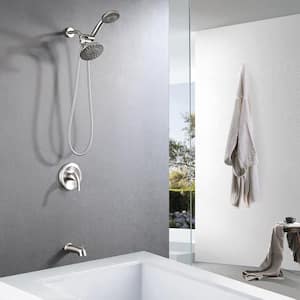 ABBY Single Handle 6 Spray Bath Tub and Shower Faucet with Handheld in Brushed Nickel (Valve Included)