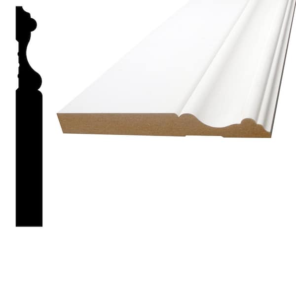 HOUSE OF FARA 9/16 in. D x 5-1/4 in. W x 96 in. L Primed Pine Wood PFJ Baseboard Casing Moulding