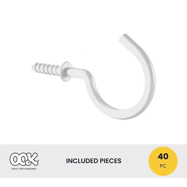 Blue Hawk 0.87-in White Steel Cup Hook (40-Pack) in the Hooks department at