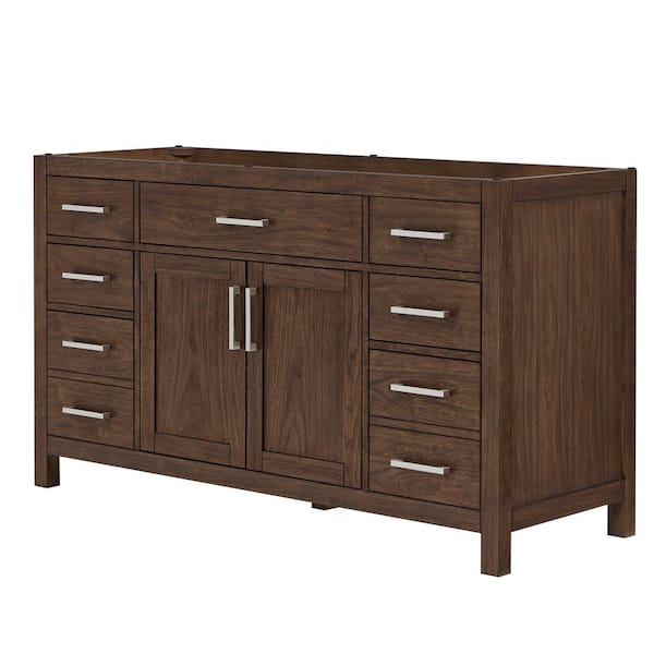 Beckett 59 in. Bath Vanity Cabinet without Top in Dark Walnut