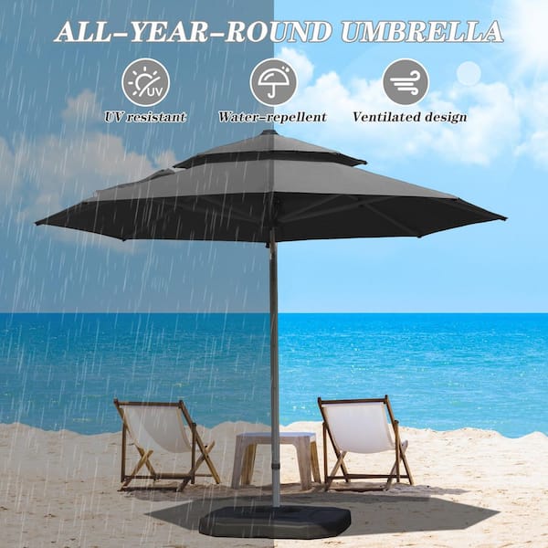 Unbranded 10 ft. Round Cantilever Patio Umbrella with Center Pole in Gray HD-174 Unbranded 10 ft. Round Cantilever Patio Umbrella with Center Pole in Gray HD-174