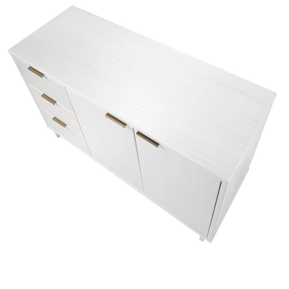 Granville 55" White Modern Buffet Sideboard with Ribbed Drawers
