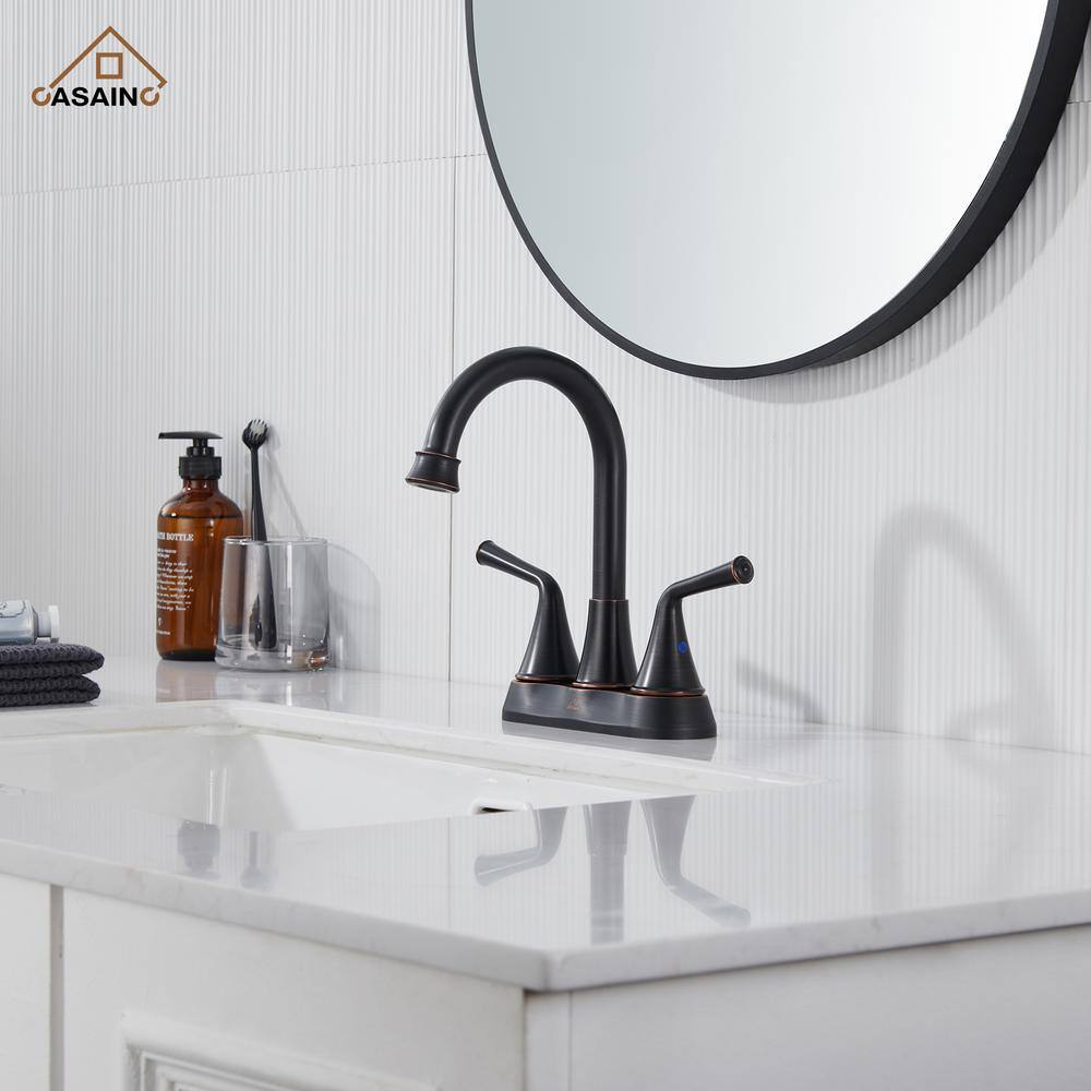 Oil Rubbed Bronze 4-Inch 2-Handle Stainless Steel Bathroom Faucet