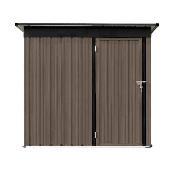 Brown 5 ft. W x 4 ft. D Waterproof Metal Outdoor Garden Storage Sheds with Lockable Doors (20 sq. ft. )