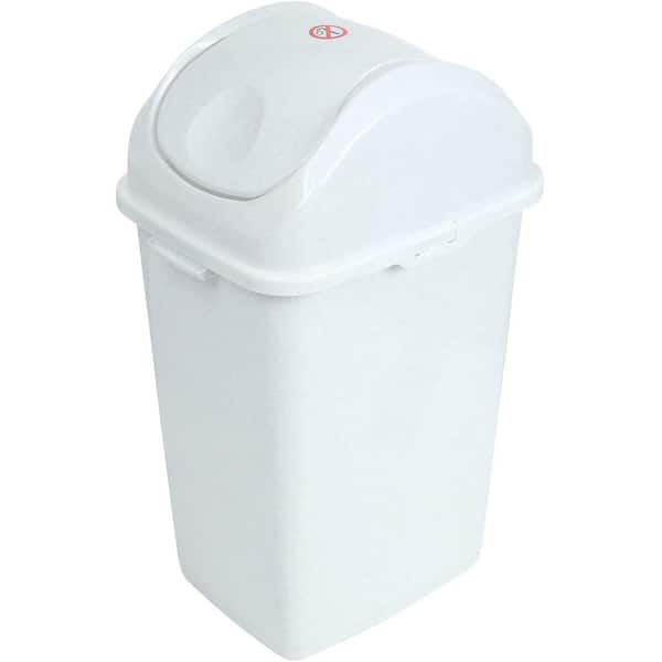 Superio 13 Gallon Swing Top Trash Can, White