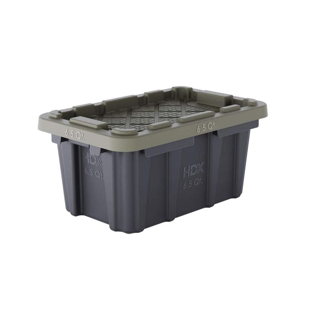 ゆとひ　 HDX 6.5-Qt Tough Storage Tote in Black with Army Green Lid 999-6QT