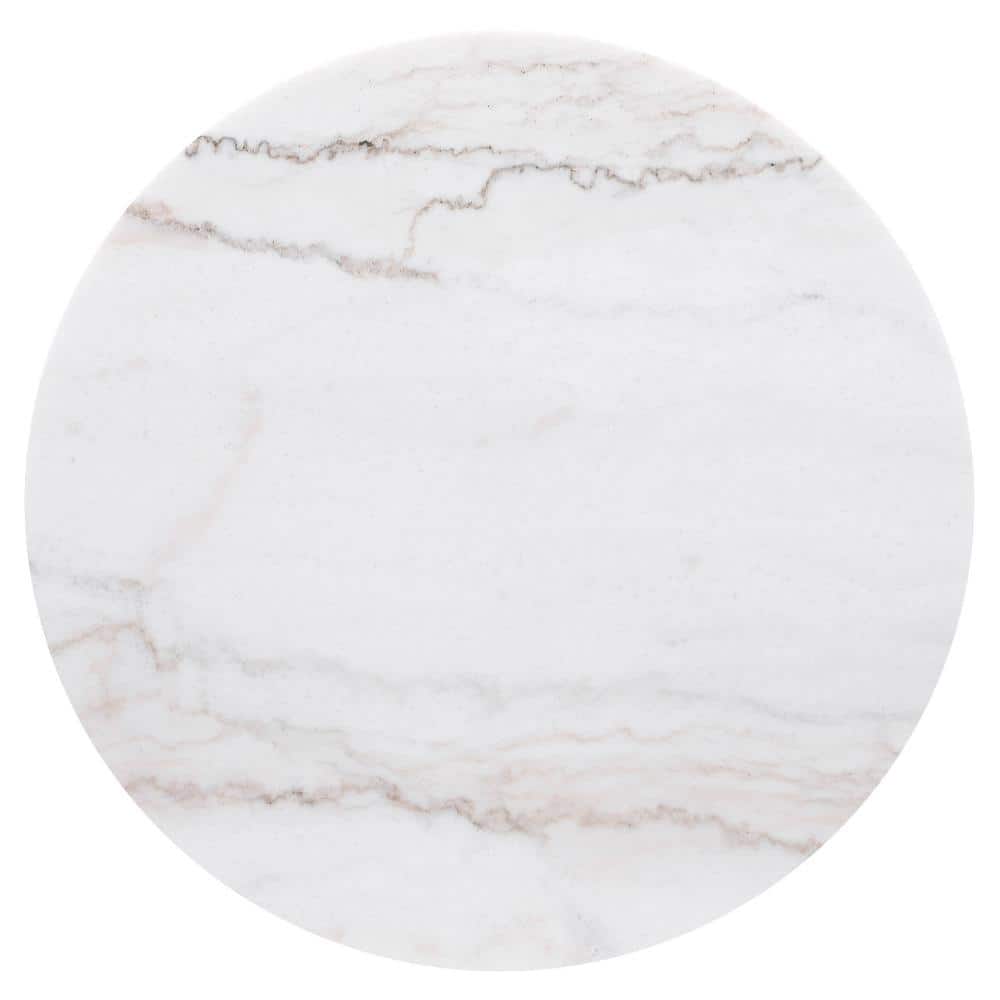Jason 22 in. White and Charcoal Round Marble Top End Table - thumbnail 5