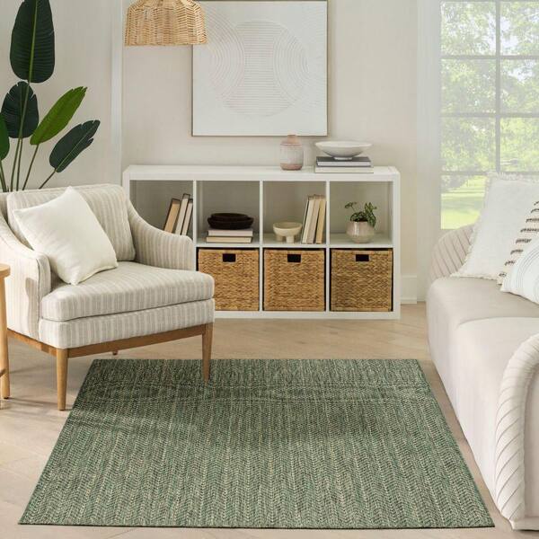 Horizon Green 5 ft. x 7 ft. Indoor/Outdoor Geometric Contemporary Area Rug