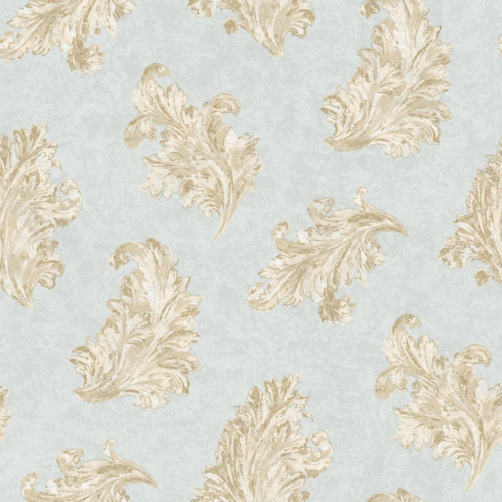 Palazzo 2 Collection Blue Shimmer Acanthus Vinyl on Non-Woven Non-Pasted Wa