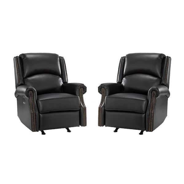 ARTFUL LIVING DESIGN Torivio Black Leather Rocker Recliner (Set of 2)