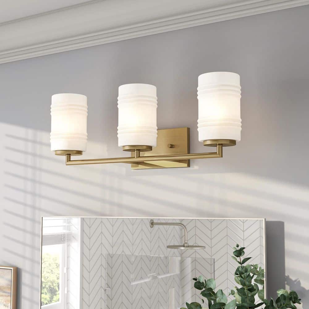 Leavenworth Brushed Gold 23.5" Outdoor Vanity Light with Etched Opal Glass