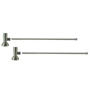 3/8 in. O.D x 20 in. Brass Rigid Lavatory Supply Lines with Round Handle Shutoff Valves in Brushed Nickel