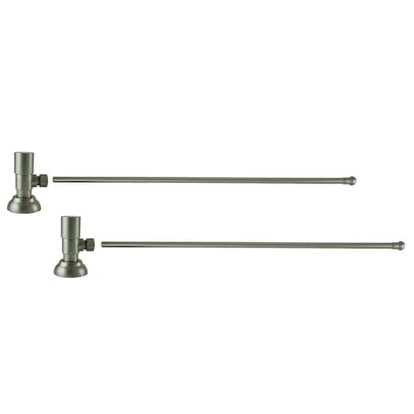 Barclay for Something Special 3/8 in. O.D x 20 in. Brass Rigid Lavatory Supply Lines with Round Handle Shutoff Valves in Brushed Nickel