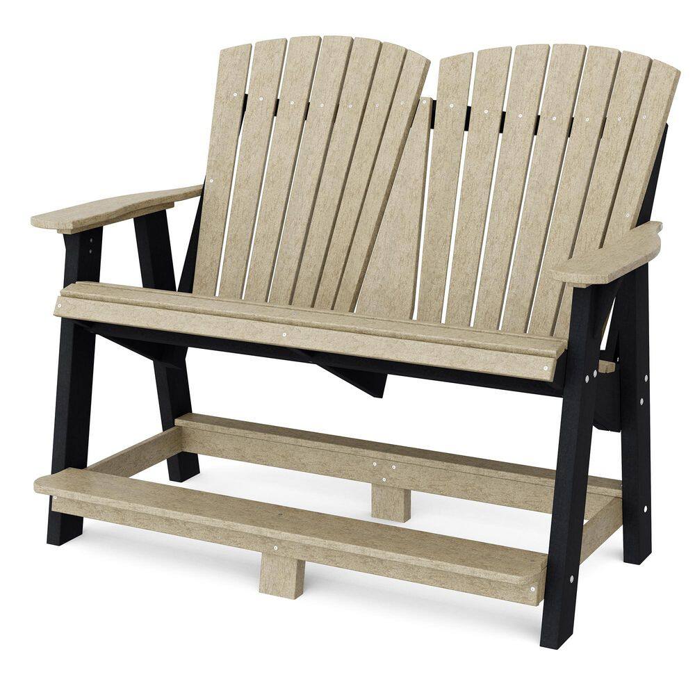 Heritage Weathered Wood and Black Plastic Outdoor Double Adirondack price history on PriceWatchPro