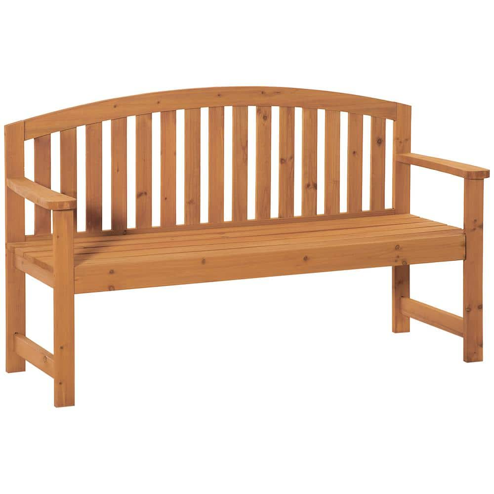 Outsunny 704 lbs. 3Person Natural Wood Outdoor Bench with Slatted