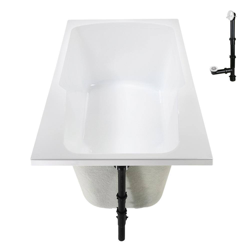 72'' x 36'' Glossy White Acrylic Soaking Drop-In Bathtub
