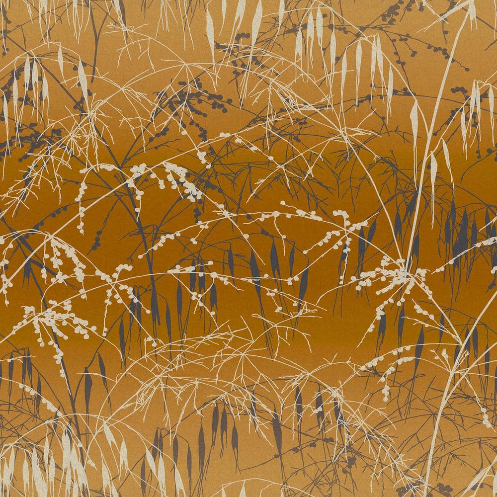 Golden Yellow and Soft Gold Meadow Grasscloth Wallpaper Roll
