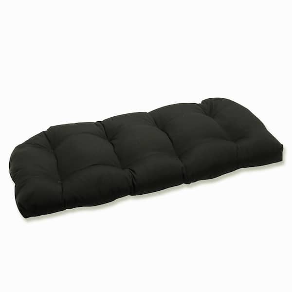 Pillow Perfect Solid Rectangular Outdoor Bench Cushion in Black