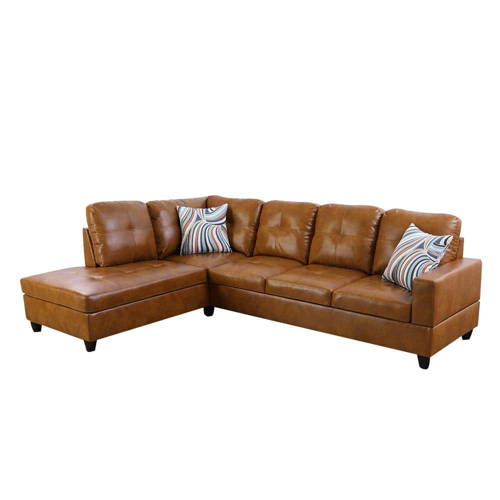 Caramel faux leather deals sectional