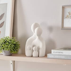 Hans Cream Abstract Nesting 3-Piece Family of 4-Decorative Accent Matte Ceramic Sculpture Figure Set