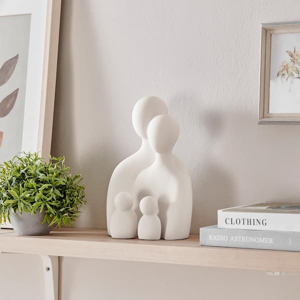 DANYA B Hans Cream Abstract Nesting 3-Piece Family of 4-Decorative Accent Matte Ceramic Sculpture Figure Set