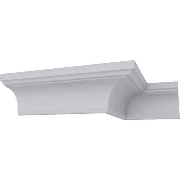 Ekena Millwork 3-1/ in. x 3-3/8 in. x 4-7/8 in. x 94-1/2 in. Holmdel Traditional Smooth Polyurethane Crown Moulding (12-Pack)