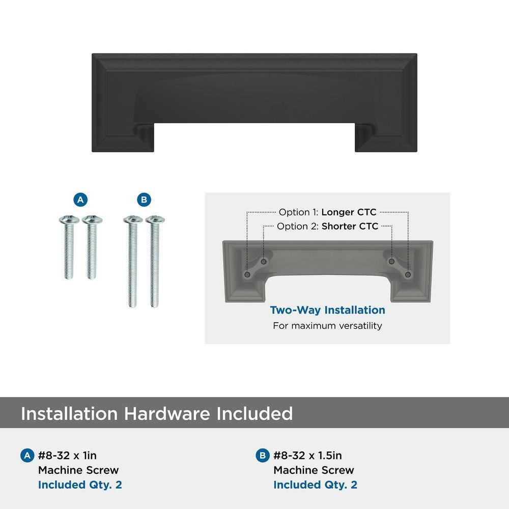 Matte Black Traditional Cabinet Cup Pull with Mounting Hardware