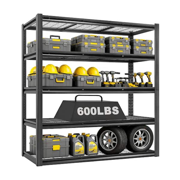 5-Tier Heavy Duty Metal Adjustable Garage Storage Shelving Unit in Black (60 in. W x 72 in. H x 24 in. D)