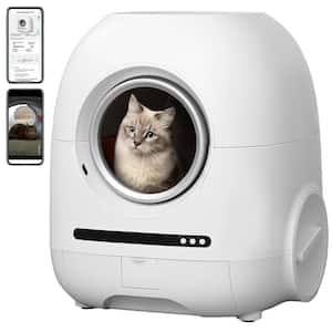 68L+9L Self-Cleaning Cat Litter Box with App Control, Real-Time Video/Photo, Ionic Deodorization, Hose and Support WIFI