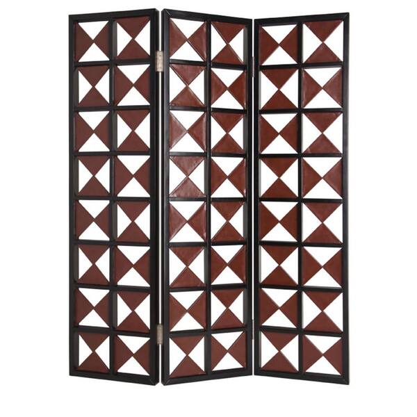 HomeRoots Mariana Brown White 3-Panel Screen Divider