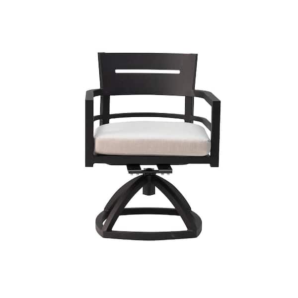Unbranded 2-Pack Aluminum Outdoor Patio Swivel Chair, Office Swivel Chair Lounge Swivel Chair with Sunbrella Gray Seat Cushion