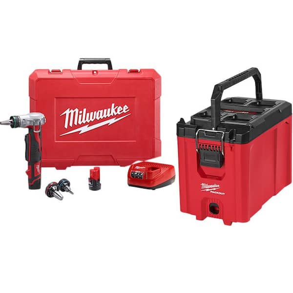 Milwaukee M12 12-Volt Lithium-Ion Cordless ProPEX Expansion Tool Kit With  (2) Batteries, (3) Expansion Heads And Hard Case 2432-22 The Home Depot 