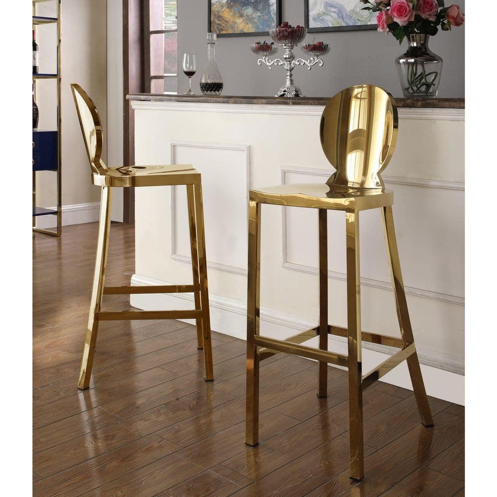 40.5 in.H Gold Finish Low Back Metal Frame Barstool Wood Seat (Set of 1) price history on PriceWatchPro