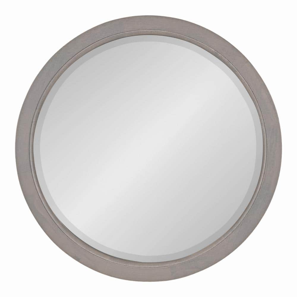 Modern Farmhouse Graywash Poplar Wood Round Vanity Mirror