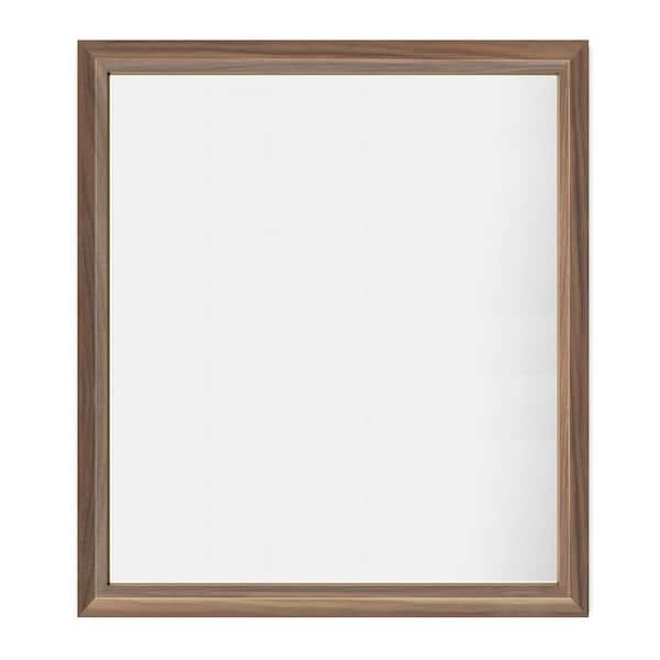 Apmir 32 in. W x 36 in. H Rectangular Aluminum Alloy Framed and Tempered Glass Wall Bathroom Vanity Mirror in Dark Brown Wood