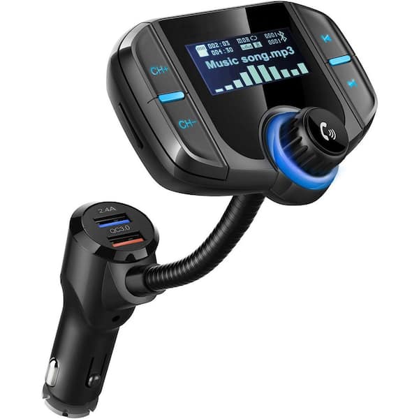 Bluetooth FM Transmitter Wireless Radio Adapter Car Kit with Display Dual USB Port AUX Input/Output TF Card MP3 Player