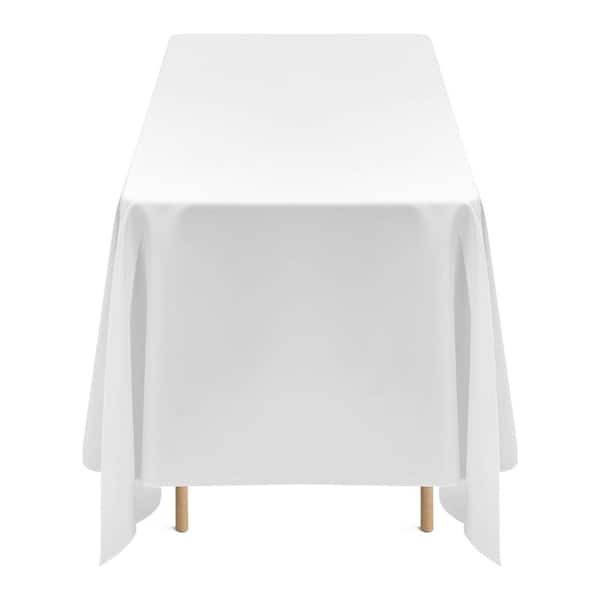 White Tablecloths for Rectangle Tables 10 Pack 70 x 120 in. Machine Washable Polyester