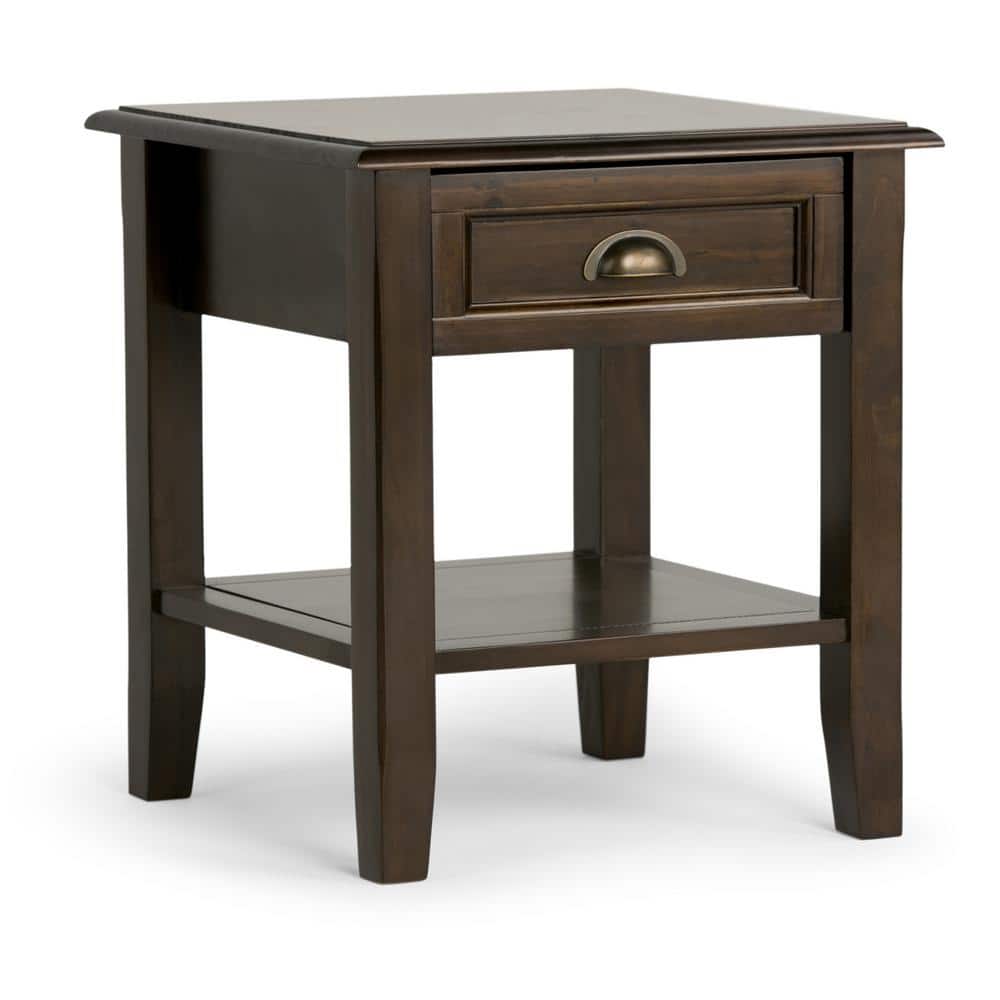 Burlington Mahogany Brown 18" Square Wood End Table with Storage