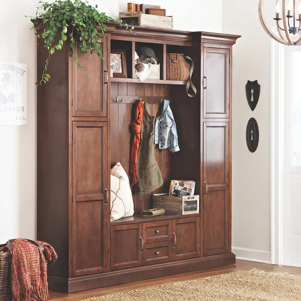 Home Decorators Collection Royce Walnut Brown 79.25 in. Hall Tree ...