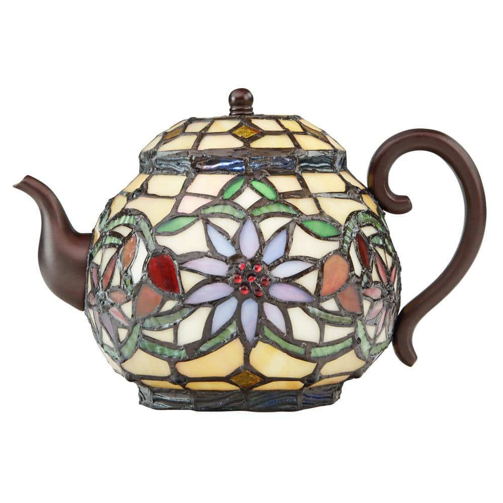 Intricate Floral Ceramic hot Teapot Shaped Lamp