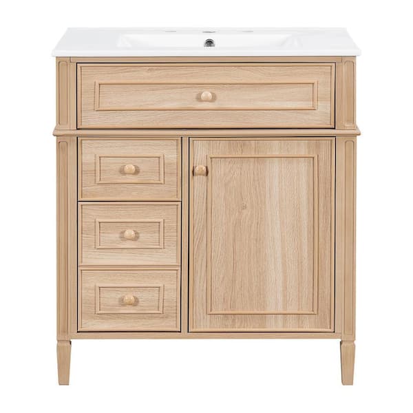30 in. Bath Vanity Cabinet without Top in Light Wood Assembled