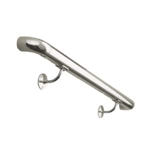 8 ft. Brushed Satin Solid Stainless Steel Round Hand Rail Kit