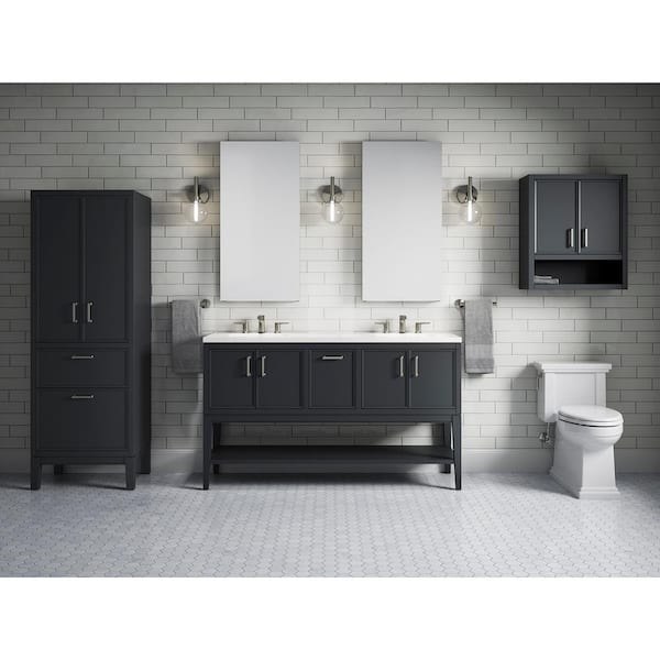 KOHLER Winnow 18 in. W x 18 in. D x 36 in. H Double Sink Freestanding Bath Vanity in Slate Grey with Quartz Top
