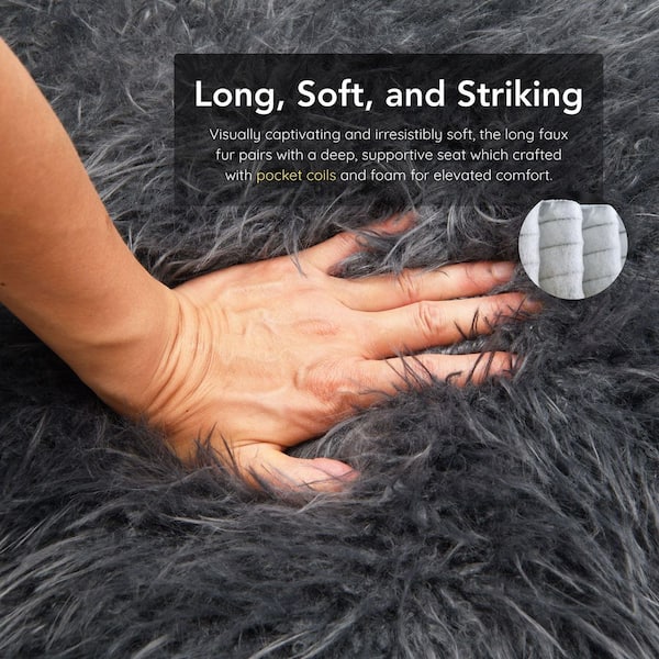 Furniture of America Ambi Modern Charcoal Gray Faux Fur Accent