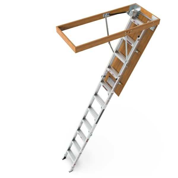 7 ft. 8 in. to 10 ft. 3 in., 22.5 in. x 54 in. Fire Rated Insulated Aluminum Attic Ladder, 350 lbs. Load Capacity