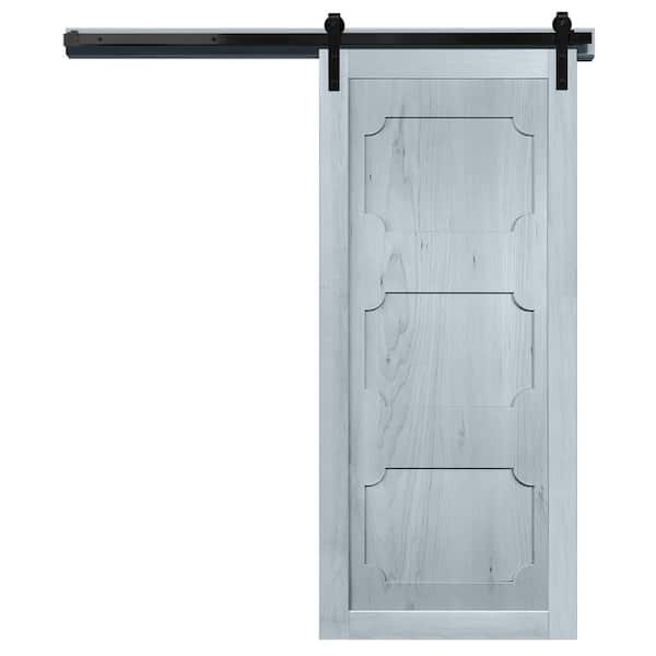 VeryCustom 36 in. x 84 in. The Harlow III Beach House Wood Sliding Barn Door with Hardware Kit in Black